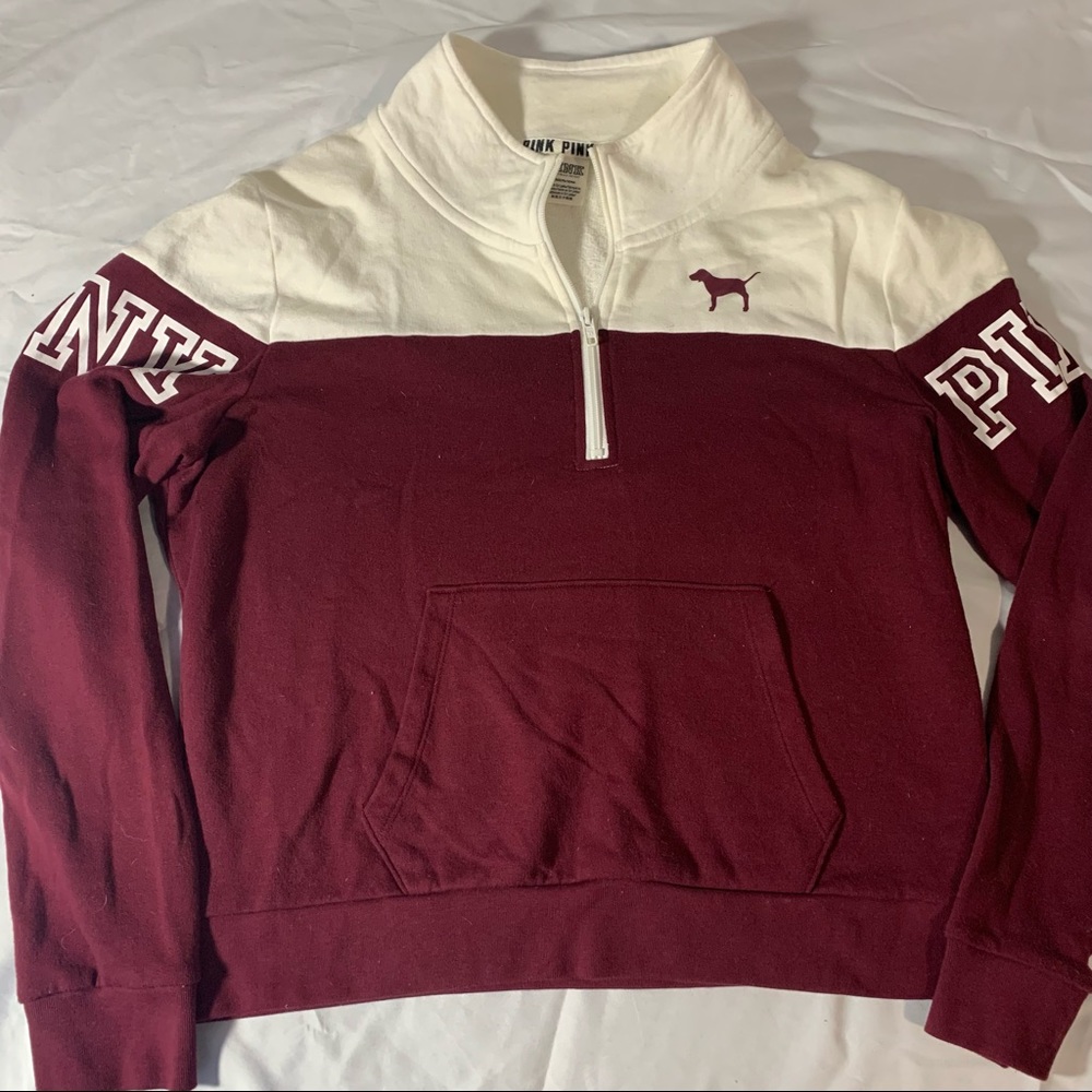 Victoria’s Secret Pink 1/4 Zip Sweatshirt Sz Large